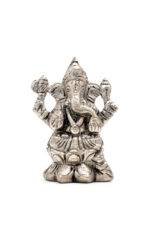 Brass Silver-Coated Superfine Ganesh Laxmi Idol - On Lotus - 2.35 Inches - Image 20