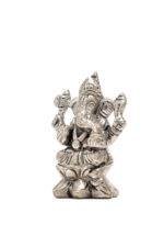 Brass Silver-Coated Superfine Ganesh Laxmi Idol - On Lotus - 2.35 Inches - Image 19