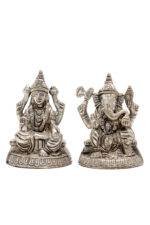 Brass Silver-Coated Superfine Ganesh Laxmi Idol- 2.75 Inches - Image 24