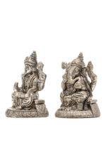 Brass Silver-Coated Superfine Ganesh Laxmi Idol- 2.75 Inches - Image 23