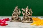 Brass Silver-Coated Superfine Ganesh Laxmi Idol- 2.75 Inches - Image 2