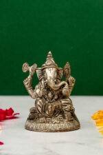 Brass Silver-Coated Superfine Ganesh Laxmi Idol- 2.75 Inches - Image 10