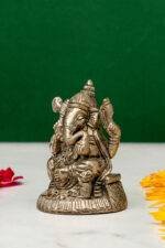 Brass Silver-Coated Superfine Ganesh Laxmi Idol- 2.75 Inches - Image 9