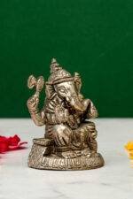 Brass Silver-Coated Superfine Ganesh Laxmi Idol- 2.75 Inches - Image 8