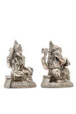 Brass Silver-Coated Superfine Ganesh Laxmi Idol- 2.75 Inches - Image 22