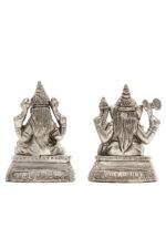 Brass Silver-Coated Superfine Ganesh Laxmi Idol- 2.75 Inches - Image 21