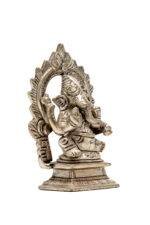 Brass Silver-Coated Superfine Ganesh Laxmi Idol- With Frame - 3.50 Inches - Image 8