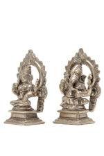 Brass Silver-Coated Superfine Ganesh Laxmi Idol- With Frame - 3.50 Inches - Image 13