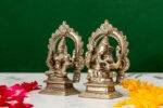 Brass Silver-Coated Superfine Ganesh Laxmi Idol- With Frame - 3.50 Inches - Image 2