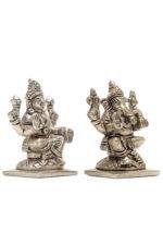 Brass Silver-Coated Superfine Ganesh Laxmi Idol- 3.15 Inches - Image 22