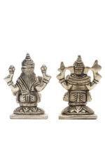 Brass Silver-Coated Superfine Ganesh Laxmi Idol- 3.15 Inches - Image 21