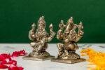 Brass Silver-Coated Superfine Ganesh Laxmi Idol- 3.15 Inches - Image 2