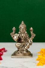Brass Silver-Coated Superfine Ganesh Laxmi Idol- 3.15 Inches - Image 6