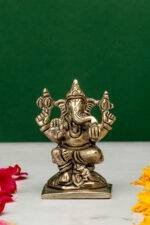 Brass Silver-Coated Superfine Ganesh Laxmi Idol- 3.15 Inches - Image 10
