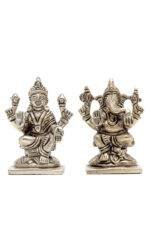 Brass Silver-Coated Superfine Ganesh Laxmi Idol- 3.15 Inches - Image 24