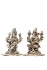 Brass Silver-Coated Superfine Ganesh Laxmi Idol- 3.15 Inches - Image 23