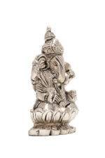 Brass Silver-Coated Superfine Ganesh Laxmi Idol - On Lotus - 3.50 Inches - Image 16