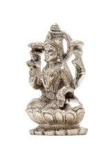 Brass Silver-Coated Superfine Ganesh Laxmi Idol - On Lotus - 3.50 Inches - Image 13