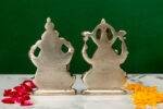 Brass Silver-Coated Superfine Ganesh Laxmi Idol - On Lotus - 3.50 Inches - Image 9