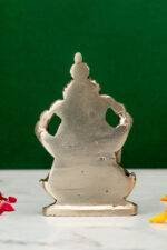 Brass Silver-Coated Superfine Ganesh Laxmi Idol - On Lotus - 3.50 Inches - Image 5