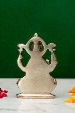 Brass Silver-Coated Superfine Ganesh Laxmi Idol - On Lotus - 3.50 Inches - Image 23