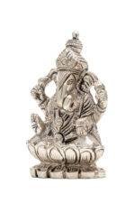 Brass Silver-Coated Superfine Ganesh Laxmi Idol - On Lotus - 3.50 Inches - Image 17