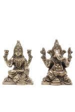 Brass Silver-Coated Superfine Ganesh Laxmi Idol- 3.15 Inches - Image 13