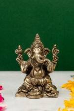 Brass Silver-Coated Superfine Ganesh Laxmi Idol- 3.15 Inches - Image 4