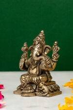 Brass Silver-Coated Superfine Ganesh Laxmi Idol- 3.15 Inches - Image 3