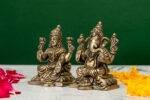 Brass Silver-Coated Superfine Ganesh Laxmi Idol- 3.15 Inches - Image 2