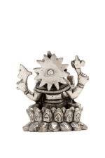 Brass Silver-Coated Superfine Ganesh Laxmi Idol - On Lotus - 3.50 Inches - Image 14