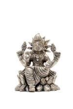 Brass Silver-Coated Superfine Ganesh Laxmi Idol - On Lotus - 3.50 Inches - Image 13