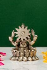 Brass Silver-Coated Superfine Ganesh Laxmi Idol - On Lotus - 3.50 Inches - Image 22