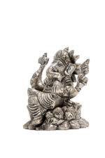 Brass Silver-Coated Superfine Ganesh Laxmi Idol - On Lotus - 3.50 Inches - Image 16