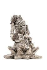 Brass Silver-Coated Superfine Ganesh Laxmi Idol - On Lotus - 3.15 Inches - Image 19