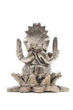 Brass Silver-Coated Superfine Ganesh Laxmi Idol - On Lotus - 3.15 Inches - Image 20