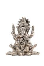 Brass Silver-Coated Superfine Ganesh Laxmi Idol - On Lotus - 3.15 Inches - Image 23