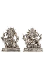 Brass Silver-Coated Superfine Ganesh Laxmi Idol- 3.15 Inches - Image 24