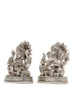 Brass Silver-Coated Superfine Ganesh Laxmi Idol- 3.15 Inches - Image 23