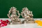 Brass Silver-Coated Superfine Ganesh Laxmi Idol- 3.15 Inches - Image 3