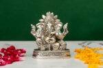Brass Silver-Coated Superfine Ganesh Laxmi Idol- 3.15 Inches - Image 5