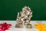 Brass Silver-Coated Superfine Ganesh Laxmi Idol- 3.15 Inches - Image 6