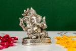 Brass Silver-Coated Superfine Ganesh Laxmi Idol- 3.15 Inches - Image 7