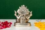 Brass Silver-Coated Superfine Ganesh Laxmi Idol- 3.15 Inches - Image 8