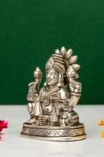 Brass Silver-Coated Superfine Ganesh Laxmi Idol- 3.15 Inches - Image 10