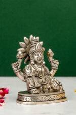 Brass Silver-Coated Superfine Ganesh Laxmi Idol- 3.15 Inches - Image 11