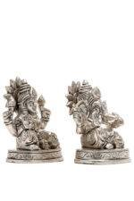 Brass Silver-Coated Superfine Ganesh Laxmi Idol- 3.15 Inches - Image 22