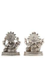 Brass Silver-Coated Superfine Ganesh Laxmi Idol- 3.15 Inches - Image 21