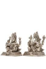 Brass Silver-Coated Superfine Ganesh Laxmi Idol- 3.50 Inches - Image 21