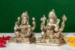 Brass Silver-Coated Superfine Ganesh Laxmi Idol- 3.50 Inches - Image 2